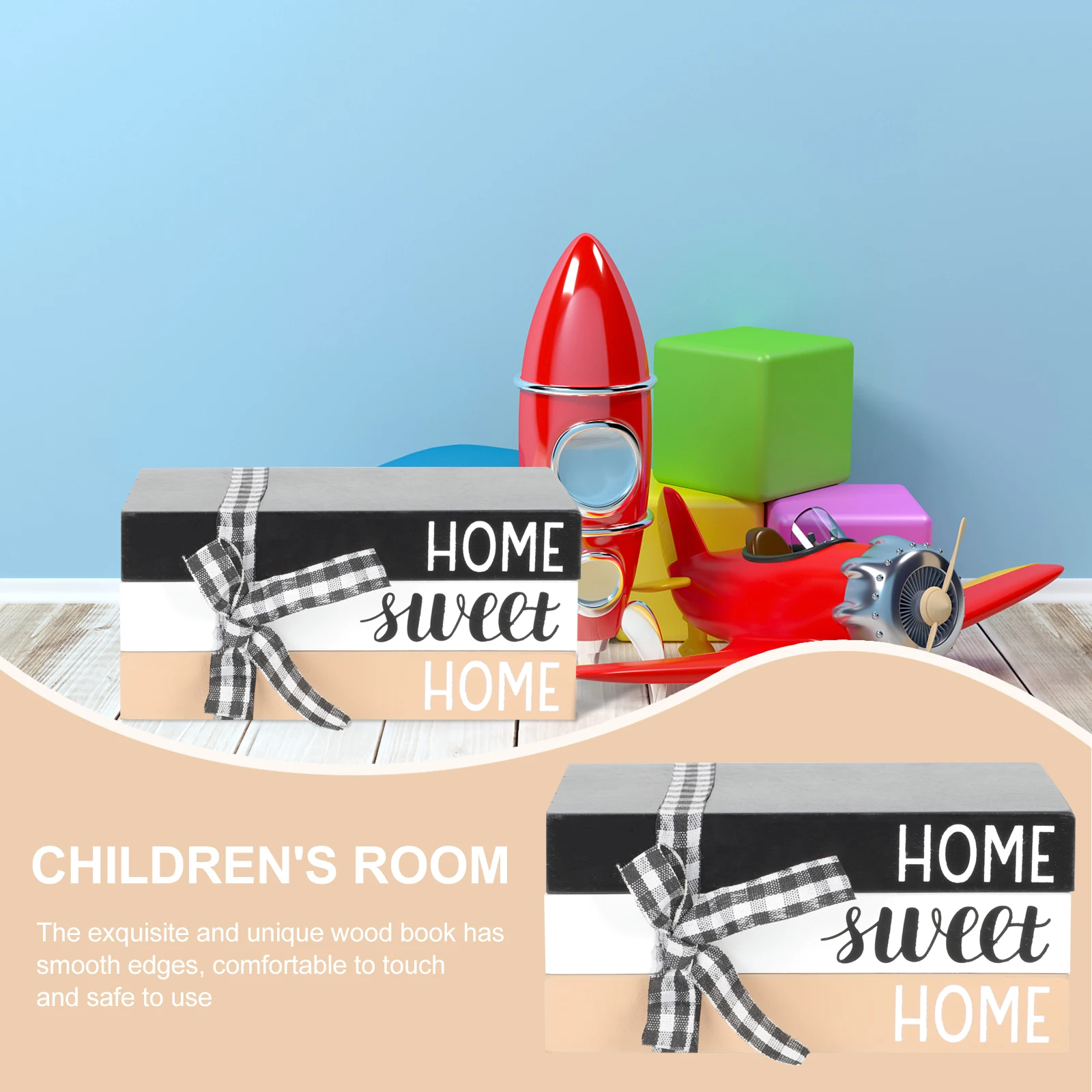 

Wooden Book Ornament Creative Rustic Wood Table Decor Desktop Decoration Home Party Ornament Wood Decorative Book