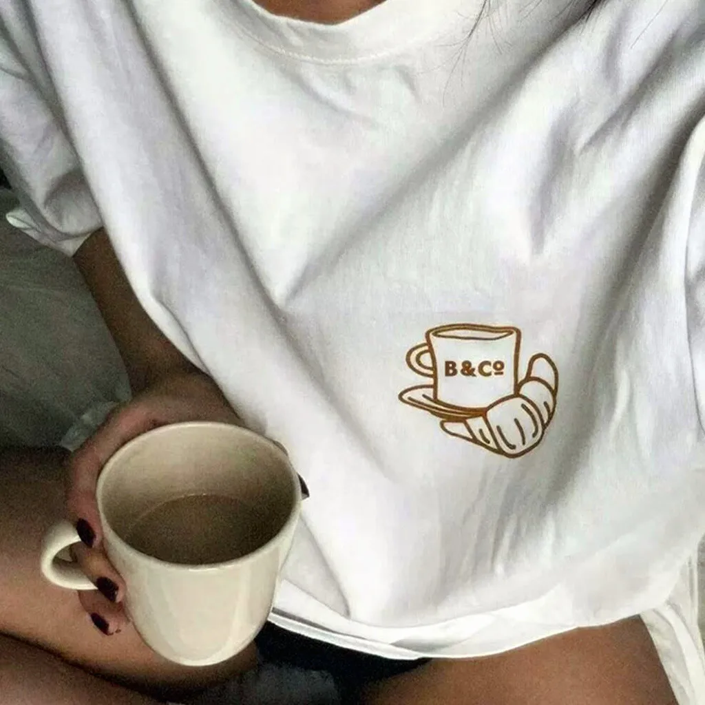 Summer New Coffee Lover's Printing Graphic Tees Unisex White Cotton Loose Casual Tops Vintage Tumblr Fashion Round Neck T Shirts