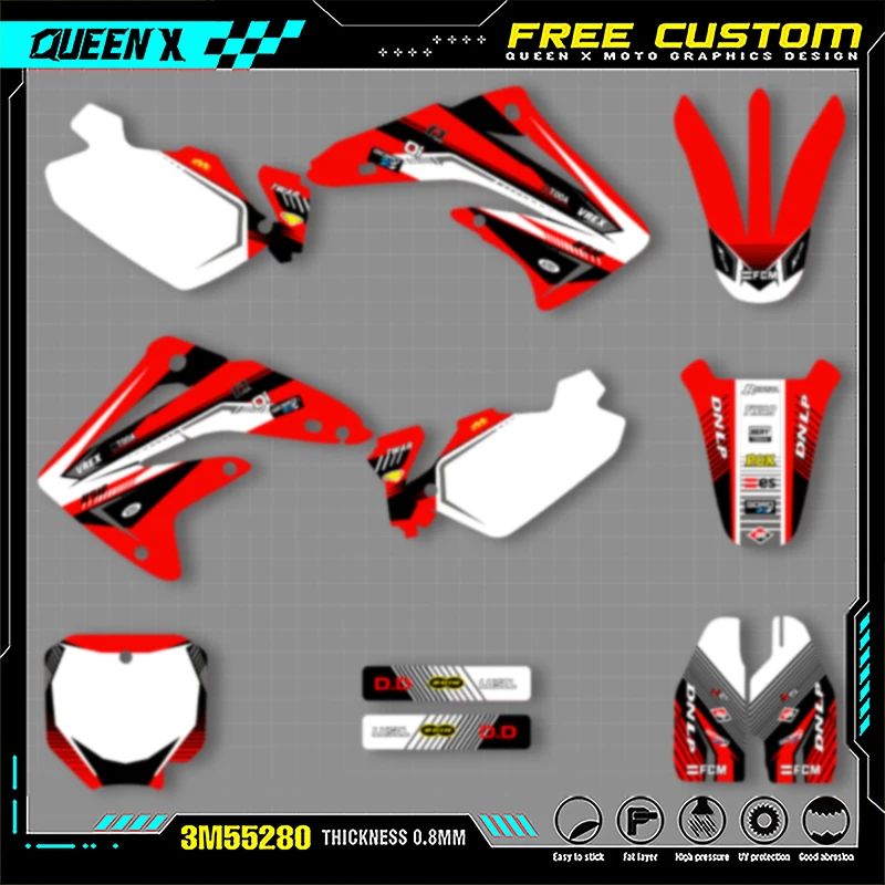 

QUEEN X MOTO For HONDA 2003 2004 2005 2006 2007 2008-2012 CR85 New Style Custom Team Graphics Decal Sticker Kit 005