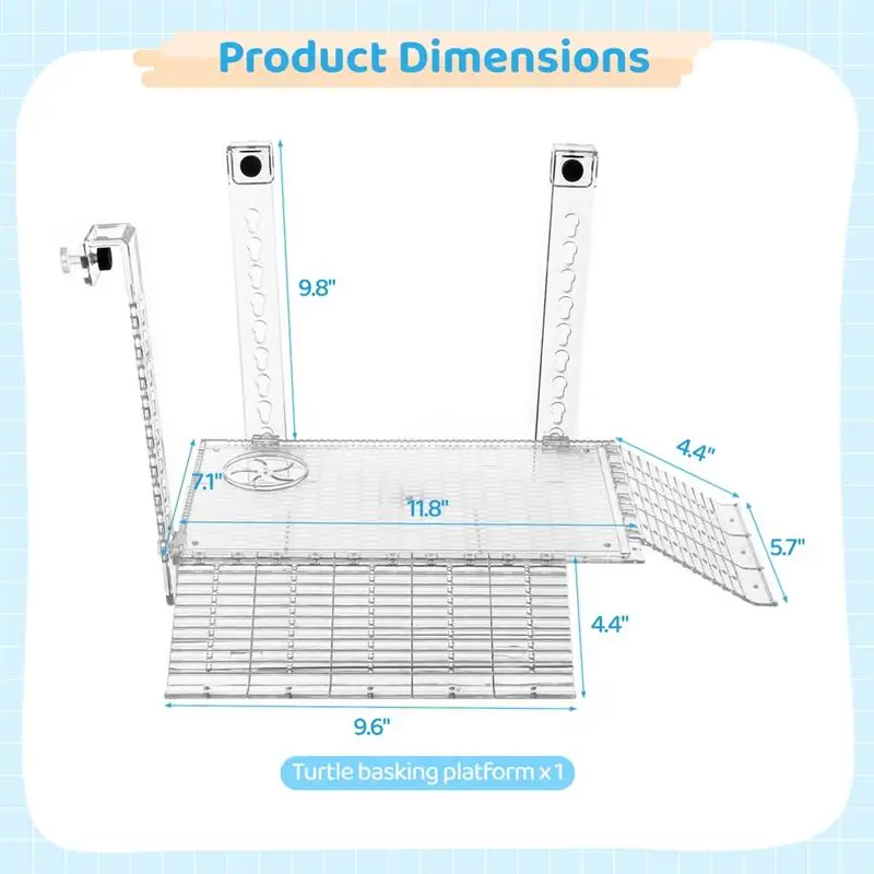 Transparent Turtle Basking Platform Turtle Platform Screwless Installation Hanging Turtle Ramp For Turtle Fish Tank Aquarium