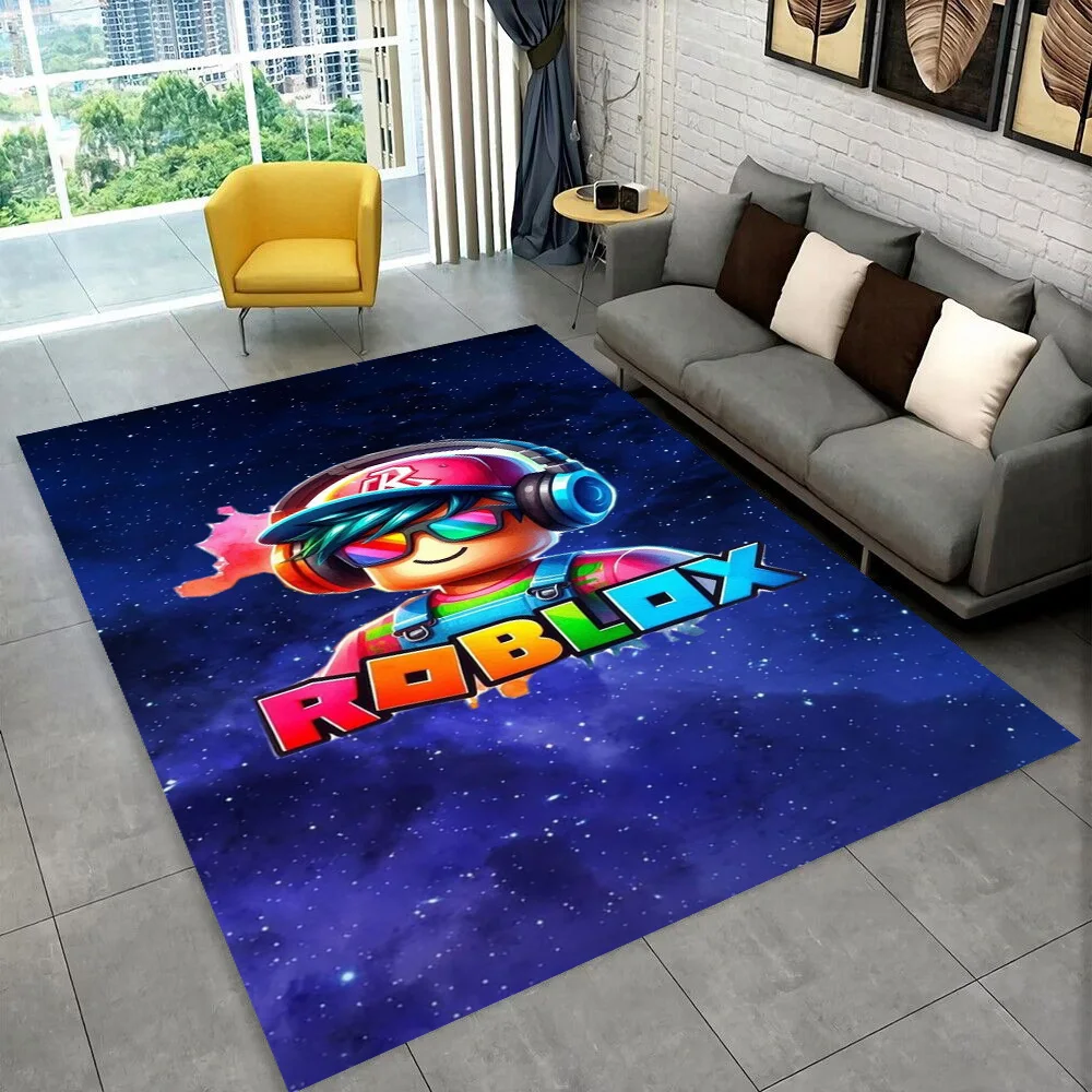 3D Cartoon R-Robloxs Game Carpet Rug for Playroom Bedroom Living Room Sofa Home Doormat Decor, Area Rug Non-slip Floor Mat Gift