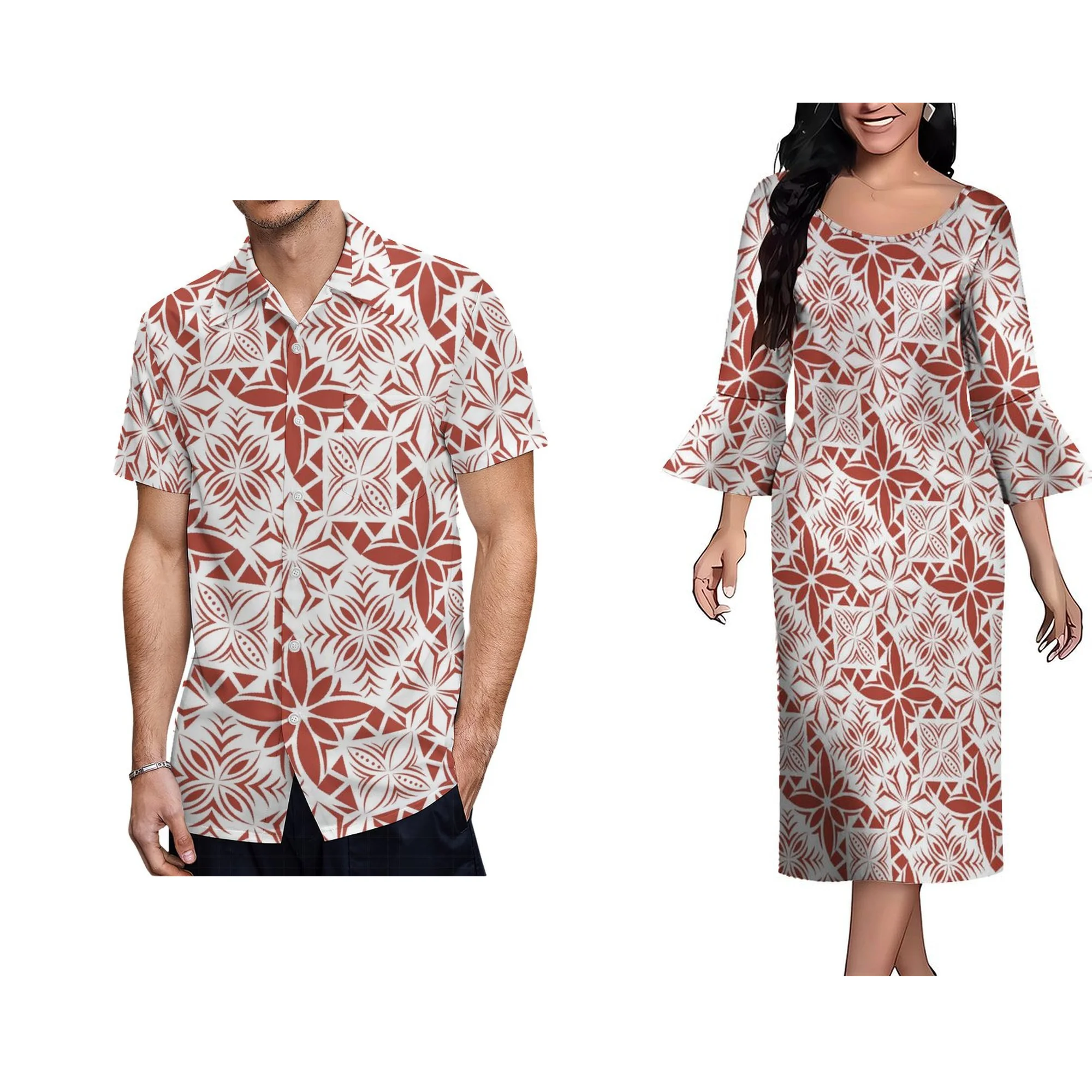 

Summer Fall New Women's Art Print Long Sleeve Crew Neck Dress Polynesian Summer Custom Maxi Dress