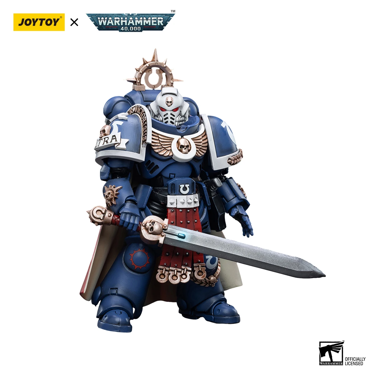 JOYTOY Warhammer 40K 1/18 แอ็คชั่นฟิกเกอร์อัลตร้ามารีน ไพรมาส แคปเทนอะนิเมะทหารรุ่นสะสมตกแต่งเดสก์ท็อปเครื่องประดับ