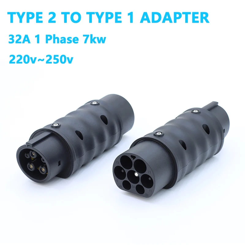 WUFEN IEC 62196-2 EV Charging Adapter Type 2 to Type 1 J1772 Adapter 32A Outdoor Charging Station Adapter 7kw Car Charger Adapte