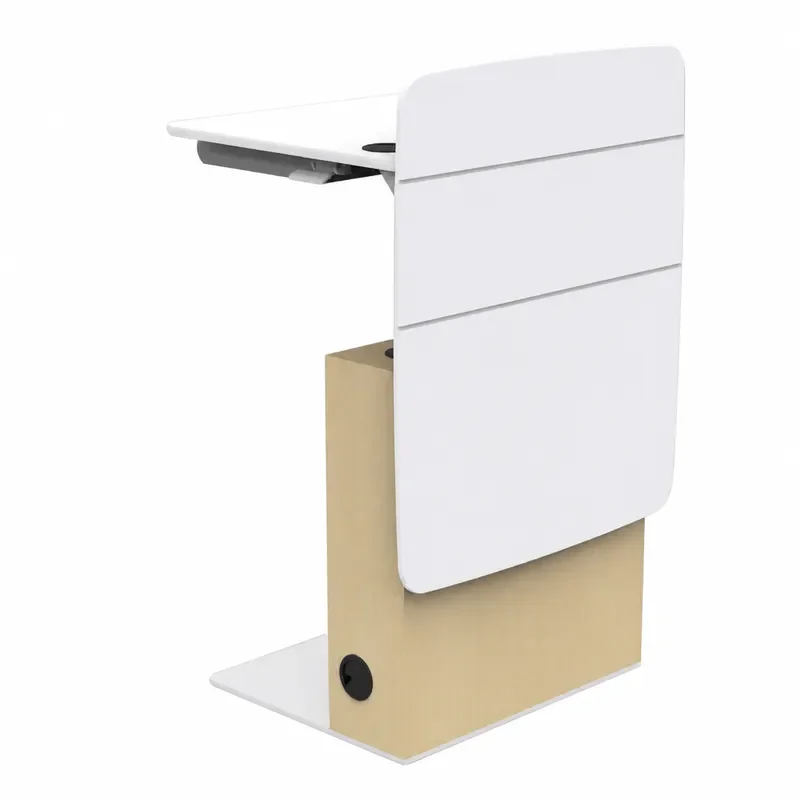 Adjustable Height Podium with Cabinet and Drawers Mobile Standing Office Desk Host Table with Storage Lift Mechanism for