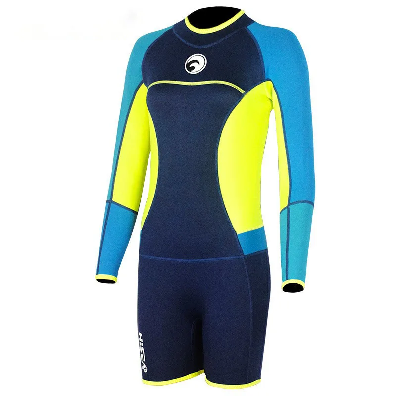 1.5mm Neoprene Diving Suit Surfing Sun Protection Clothing Long-sleeved Shorts Snorkeling Swimwear Keep Warm for Water Sports