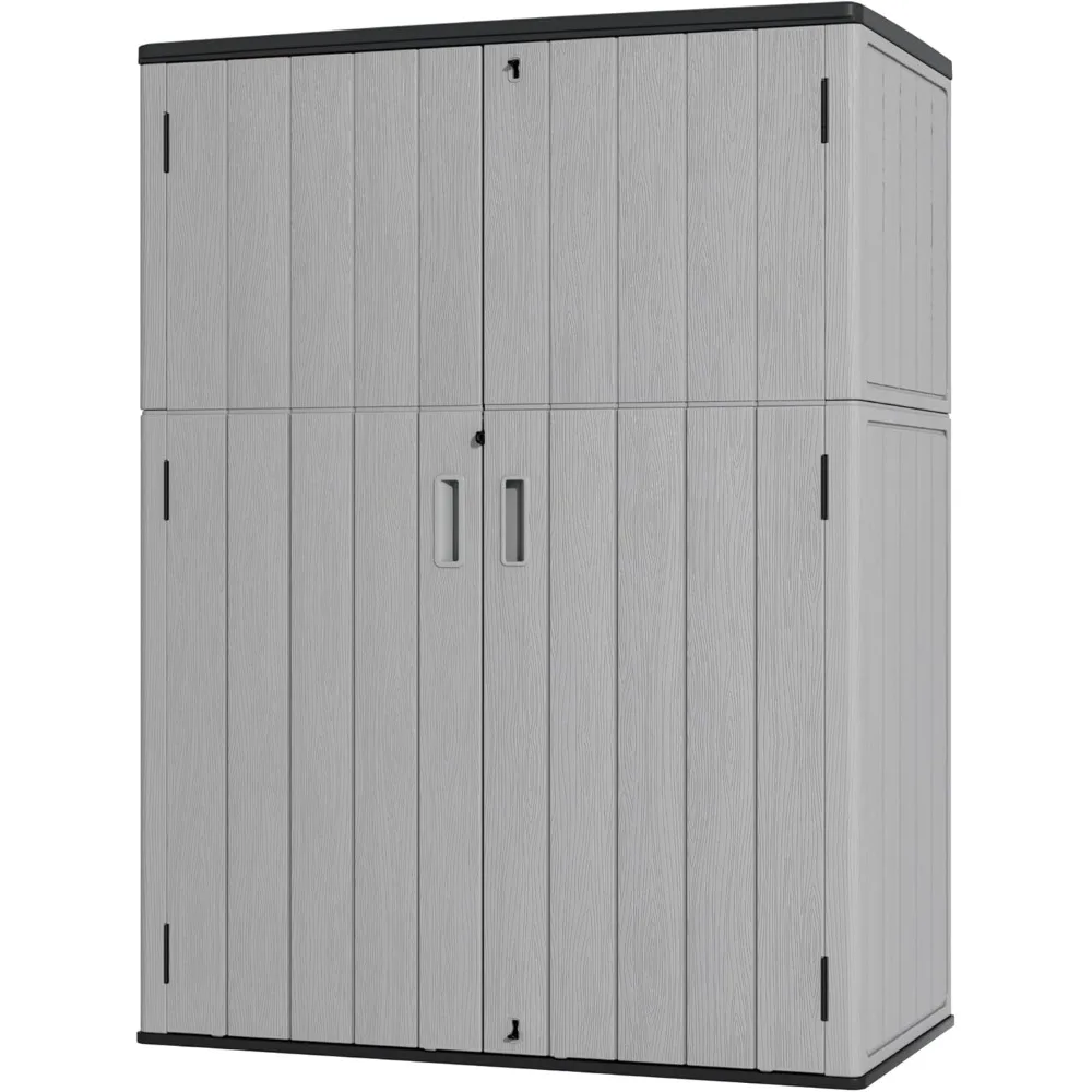 

Plastic Outdoor Storage Cabinets,Vertical Sheds&Outdoor Storage with Floor,Outdoor Storage Box Waterproof/Lockable for Garage,Bi