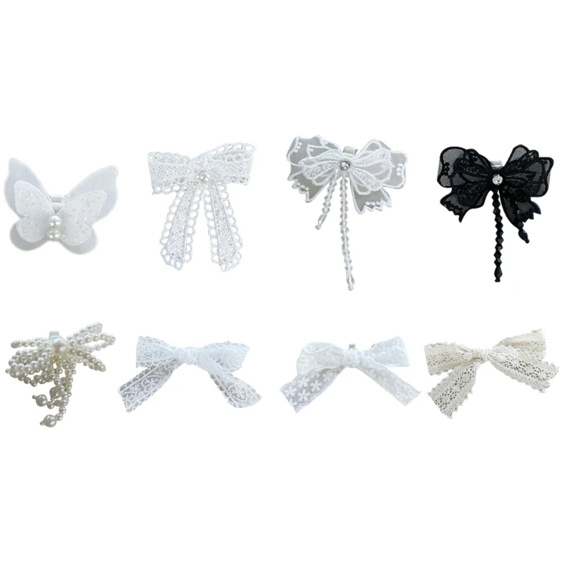 2Pcs Sweet Lace Shoe Clip Decoration Unique Pearls Embellished Lace Shoe Pendants Elegant Bowknot Shoe Clip Hanging Ornament