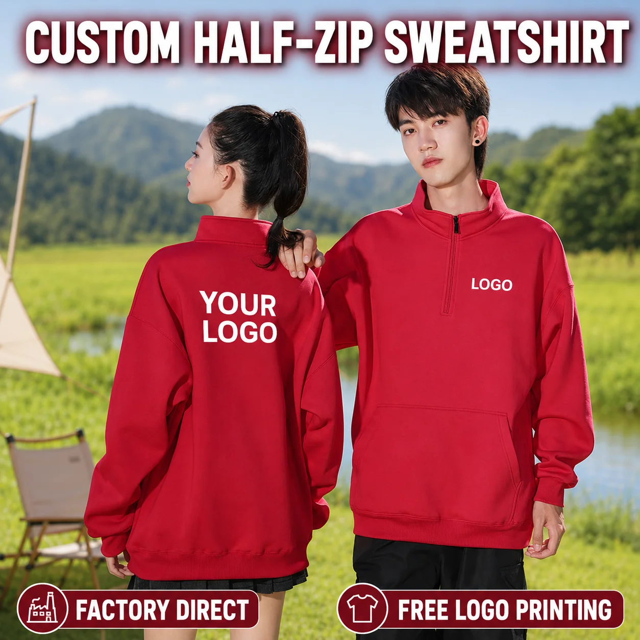 Customized sweatshirt with logo for enterprises and groups. Round-neck high-end workwear for autumn. Order for catering industry