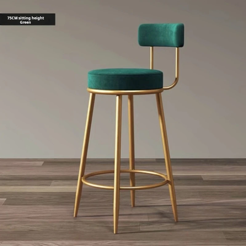 Modern velvet Bar chair kitchen high stools Home barchair with backrest metal stools INS counter height bar stools furniture