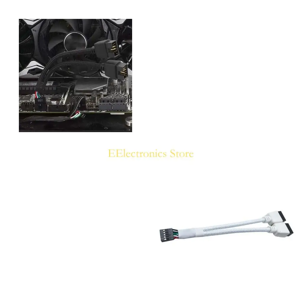 B03C Desktop USB 9 Pin Splitter Cable for Internal Header Extension, Front Panel Wiring, and Small Case Routing in Service