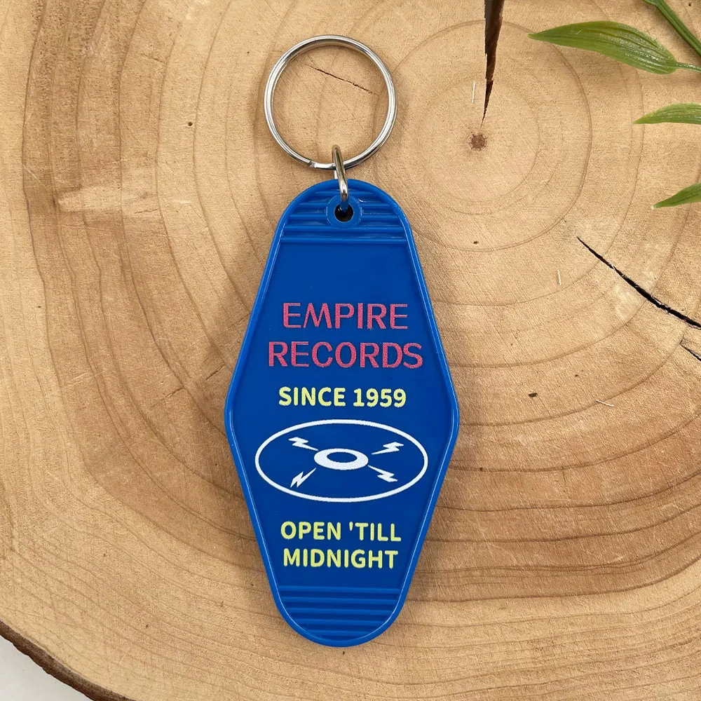 Empire Records Blue Motel Key Chain Since 1959 Open 'Till Midnight Retro Key Accessory Unique Gift for Music and Movie Fans
