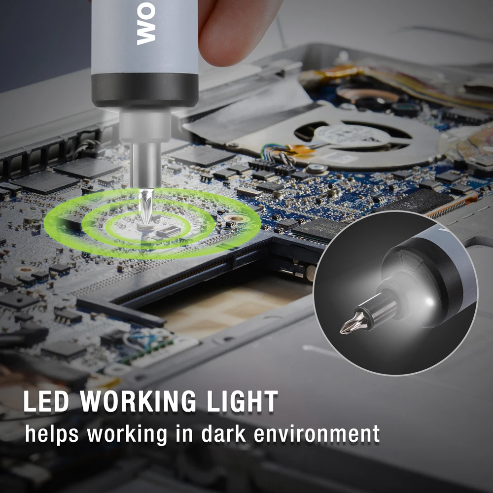 WORKPRO 3,6 V draadloze elektrische schroevendraaierset, USB oplaadbare lithium-ionbatterij, LED-werklamp