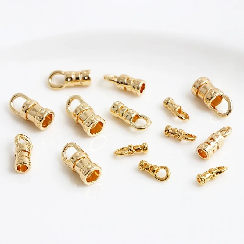 2pcs Universal 18K gold-plated color-preserving chain buckle, leather rope, steel wire thread end buckle, diy accessory