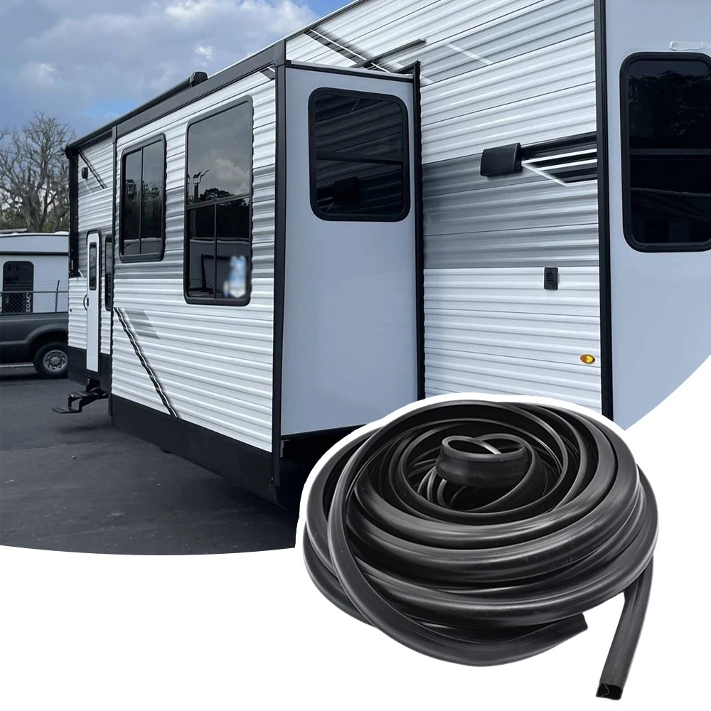 4 Meters D-Shaped Black RV Slide-Out Seal Weather Stripping for RV Doors And Windows Effective Seal for Slide-Out System