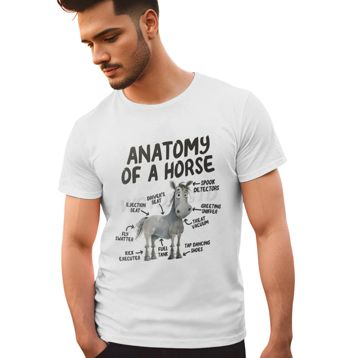 Funny Anatomy Horse Printed T-Shirts Men Women Short Sleeve Funny Round Neck Tee Shirt Casual Anime Clothes Summer Fashion Tops