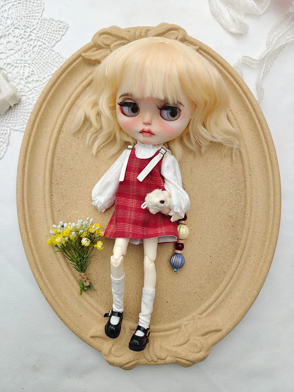 Handgemachte Blythe Puppenkleidung täglich süßes Set Ob22 Ob24 Azone handgemachte Puppenkleidung Puppenzubehör Kleid Blythe Kleidung