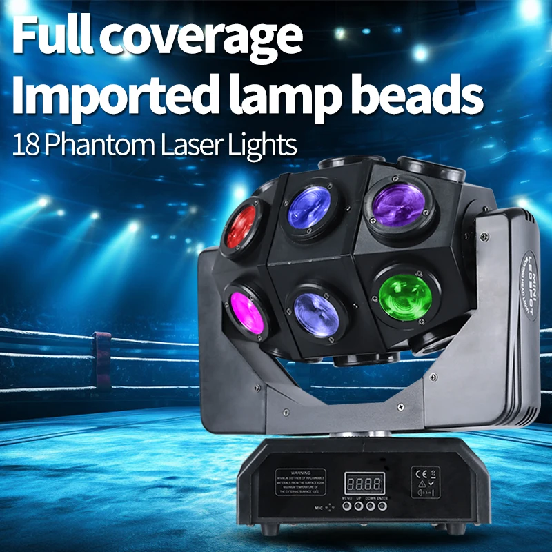 18x12W Rgbw 4in1 Led Beam Fast Moving Head Lights Football Lamp Stage Effect Lighting for DJ Disco KTV Nightclub Wedding