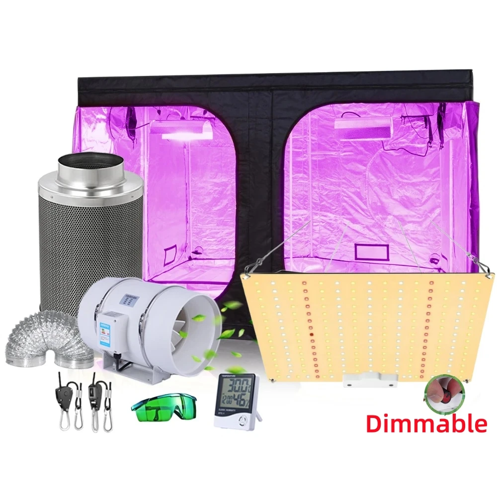 Grow Tent Komplett-Set 2x2, 1500W Vollspektrum LED-Wachstumslampe & 20"x20"x40", 24"x24"x56", 32"x32"x64", 40"x40"x80" Grow Tent Bundle, 4-Zoll Effizientes Luftstrom-Belüftungssystem mit