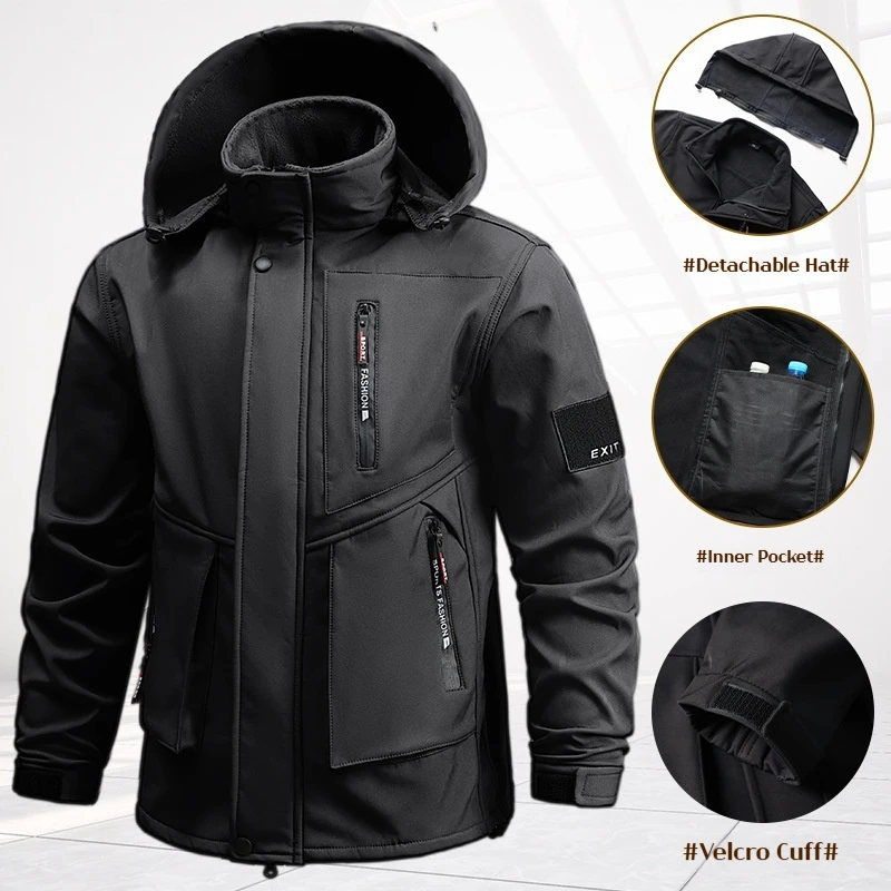 Men's Work Suit Winter Thickened Waterproof Jacket Pants Set Windproof Outdoor Workwear Winter Two Piece Set Jogging Suits Men