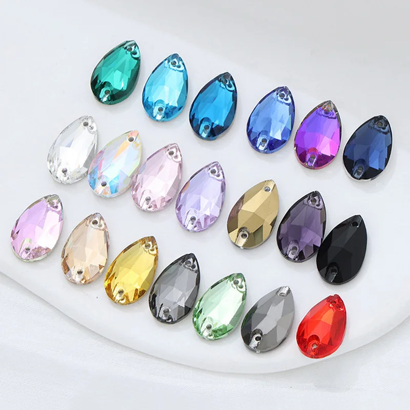 

K9 glass flat bottom double hole hand sewing drill accessories suitable for clothing, shoes, bags, etc.