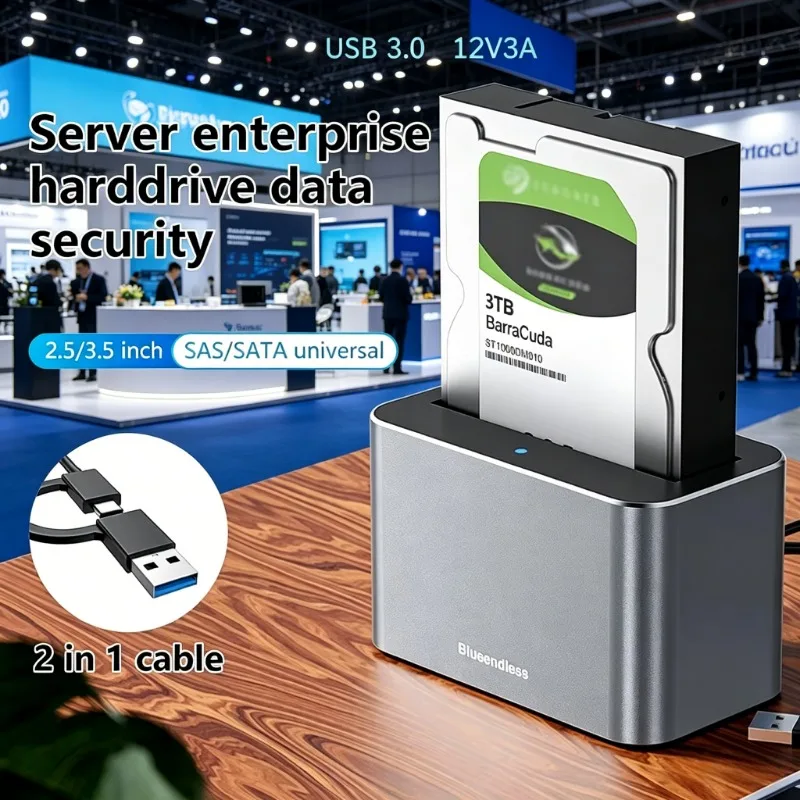 

USB 3.0 Hard Drive Docking Station 2.5/3.5 Inch SATA SAS HDD External Enclosure Caddy Box