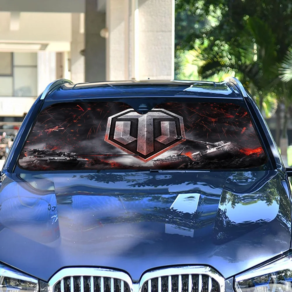 

Cool World Of Tanks Front Window Sunshade Black UV Protection Blackout Cloth Windshield Visor Auto Curtain Sunshade Gifts