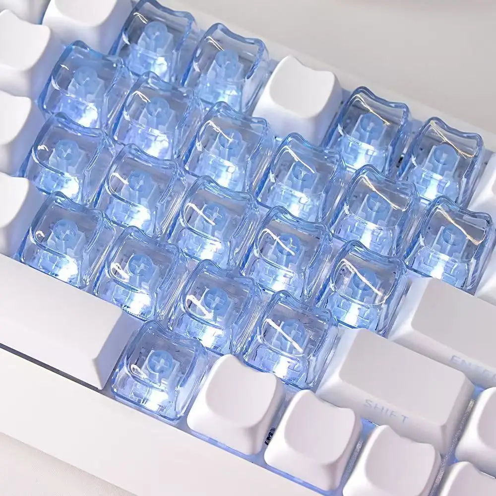 

21pcs heart-shaped keycaps transparent PC material cute and personalized transparent pink transparent black transparent keycap