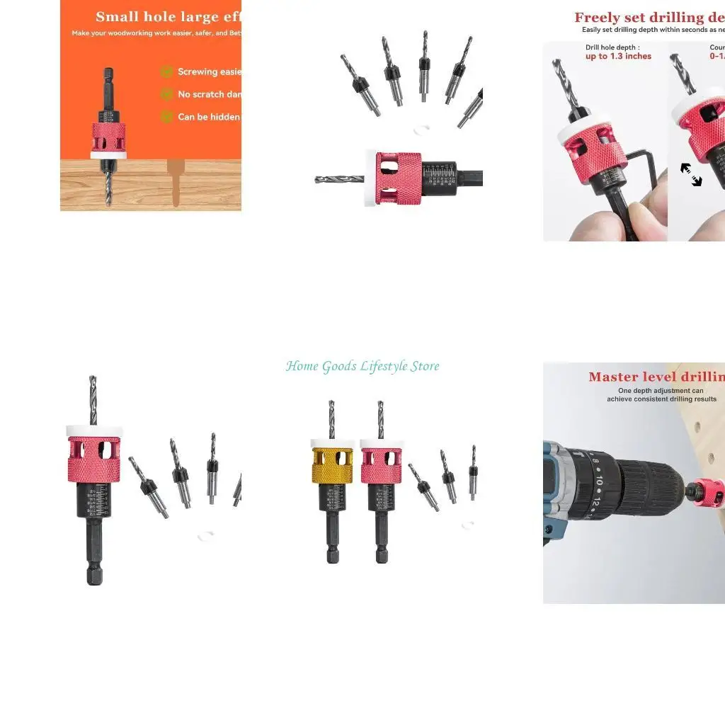 

E74E 5PCS Countersink Bit с глубиной остановки для последовательной глубины отверстия в алюминие