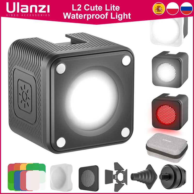 Ulanzi L2 Cute Lite Mini Video Light with Color Filter Diffuser Honeycomb 5500K Photography Light for DSLR Camera Light L2 RGB