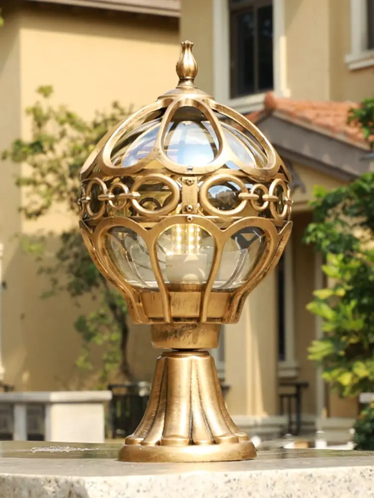 Mengjay-Lampe Pilier Extérieure, Globe, Abat-Jour en Verre, Poteau de Porte, Étanche, Éclairage Antique, Lumière Pilier Imperméable