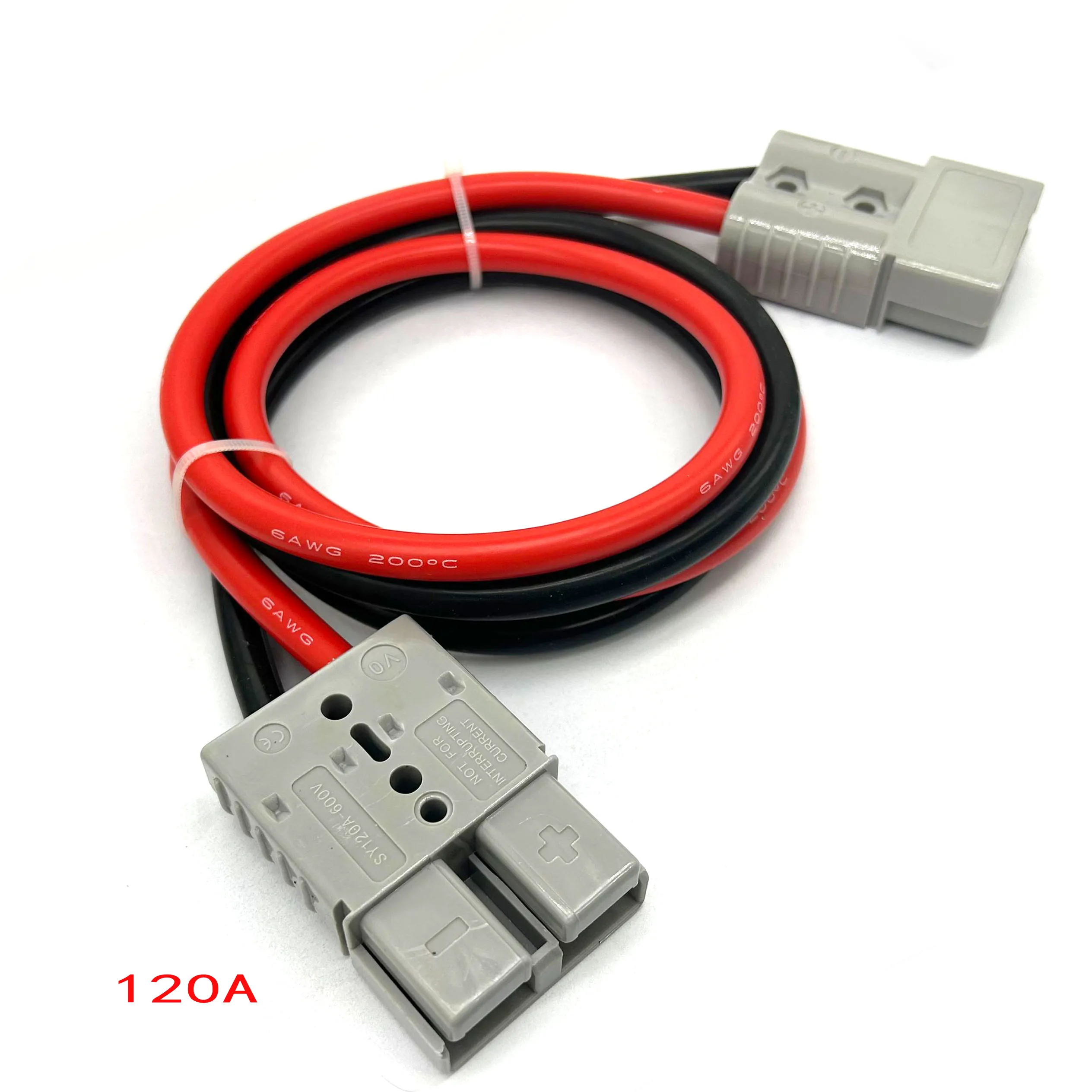 50A 80A 120A 600V FOR Plug Double Head Battery Charging Connector DC Kit 30cm/50cm/100cm 6AWG Silicone Copper Cables