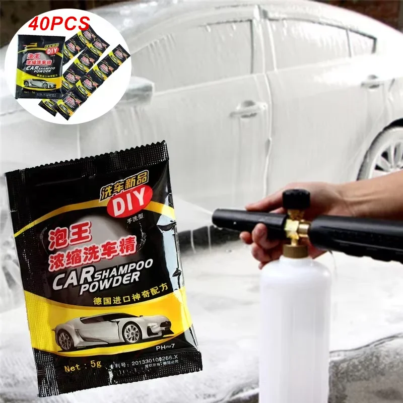 40PCS Car Wash Powder Car Cleaning Shampoo Car Paint Care Coating Cleaning Tool Car Soap Powder Foam Windshield Wash Accessories