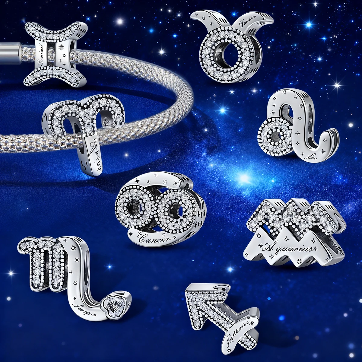 925 فضة شخصية اثني عشر الأبراج سحر الخرز صالح سوار ذاتي الصنع ذات جودة عالية غرامة مجوهرات للمرأة #1