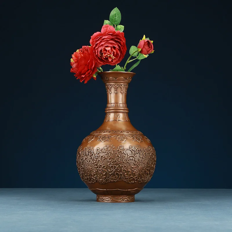 DSA copper twisted lotus pattern vase ornament handicrafts living room office home decoration