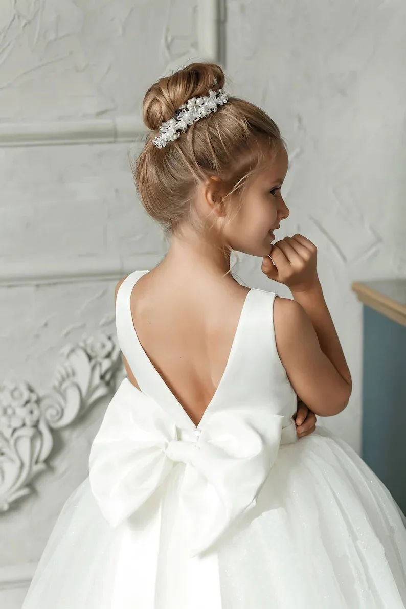little princess communion dresses Little Girl White Princess Dress for First Communion or Special Event