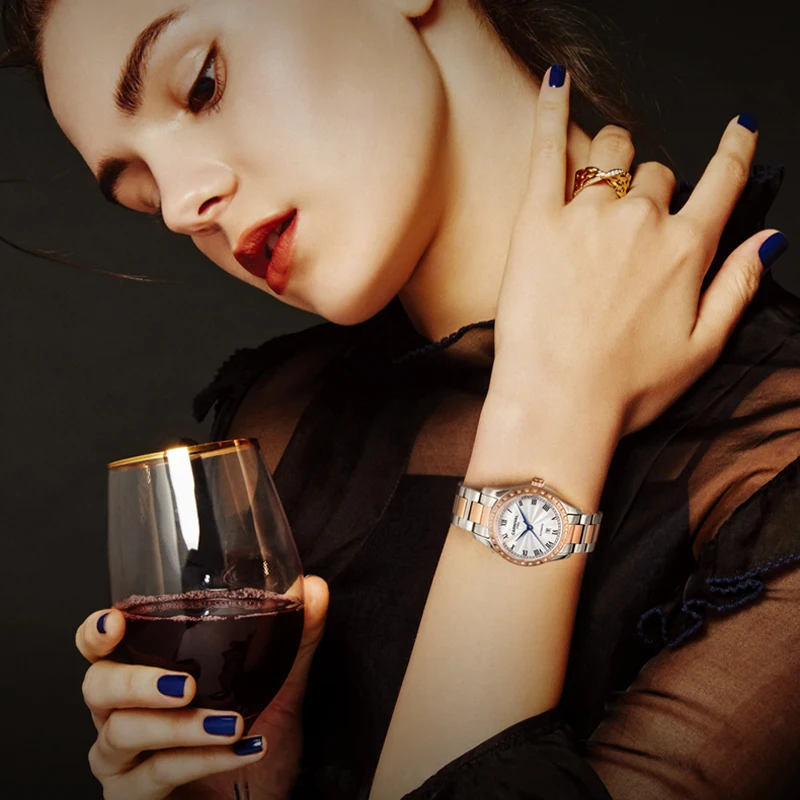 CARNIVAL Brand Mechanical Watch for Women Ladies Luxury Automatic Movement Wristwatches Waterproof Rose Gold Silver Reloj Mujer