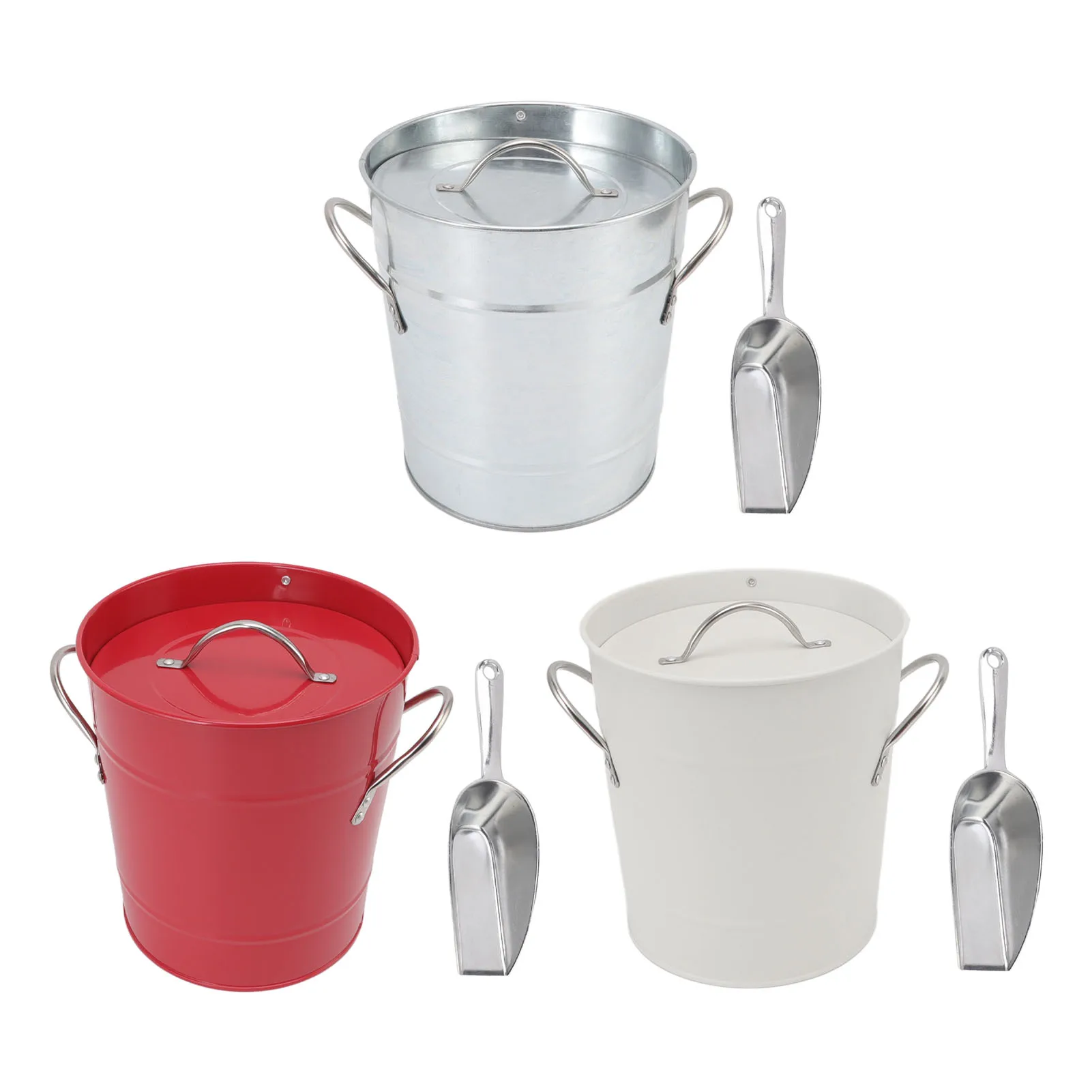 

Beer Chiller Bin Ice Bucket Round with Ice Shovel Galvanized Sheet Plastic Beer Chiller Bin for Bar Home Round Ice Bucket