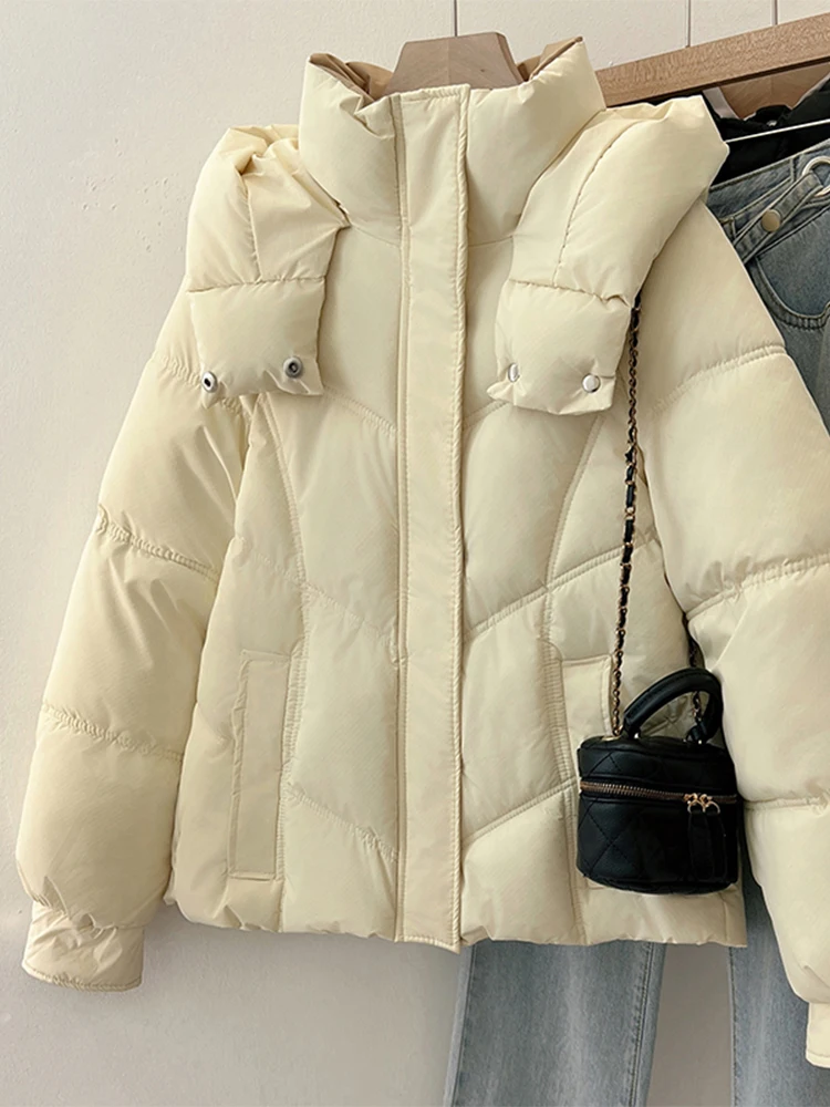 Women\'s Yellow Parka Jacket Overcoat Warm Thicken Coat Korean 90s Vintage Harajuku Turtleneck Padded Jacket Clothes Winter 2024