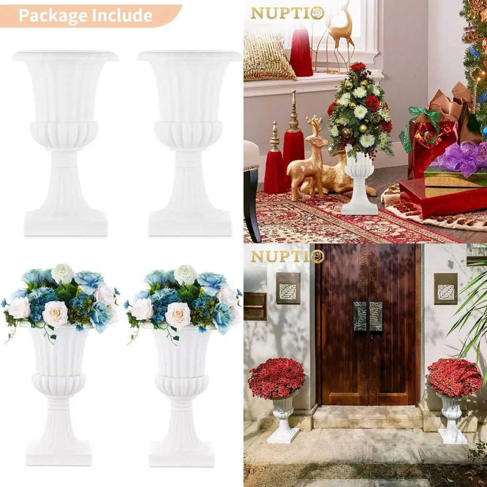 

Большие белые уличные кашпо-урны, 50 см высотой, в греческом стиле, пластиковые горшки для сада или веранды