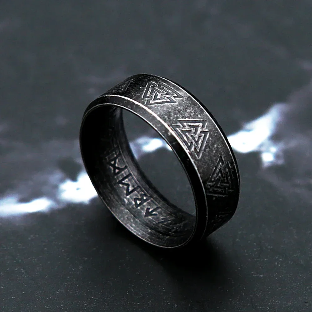 Vintage Viking Rune Stainless Steel Rings For Men Nordic Ring Fashion Valknut Celtic Knot Amulet Jewelry Gifts Dropshipping