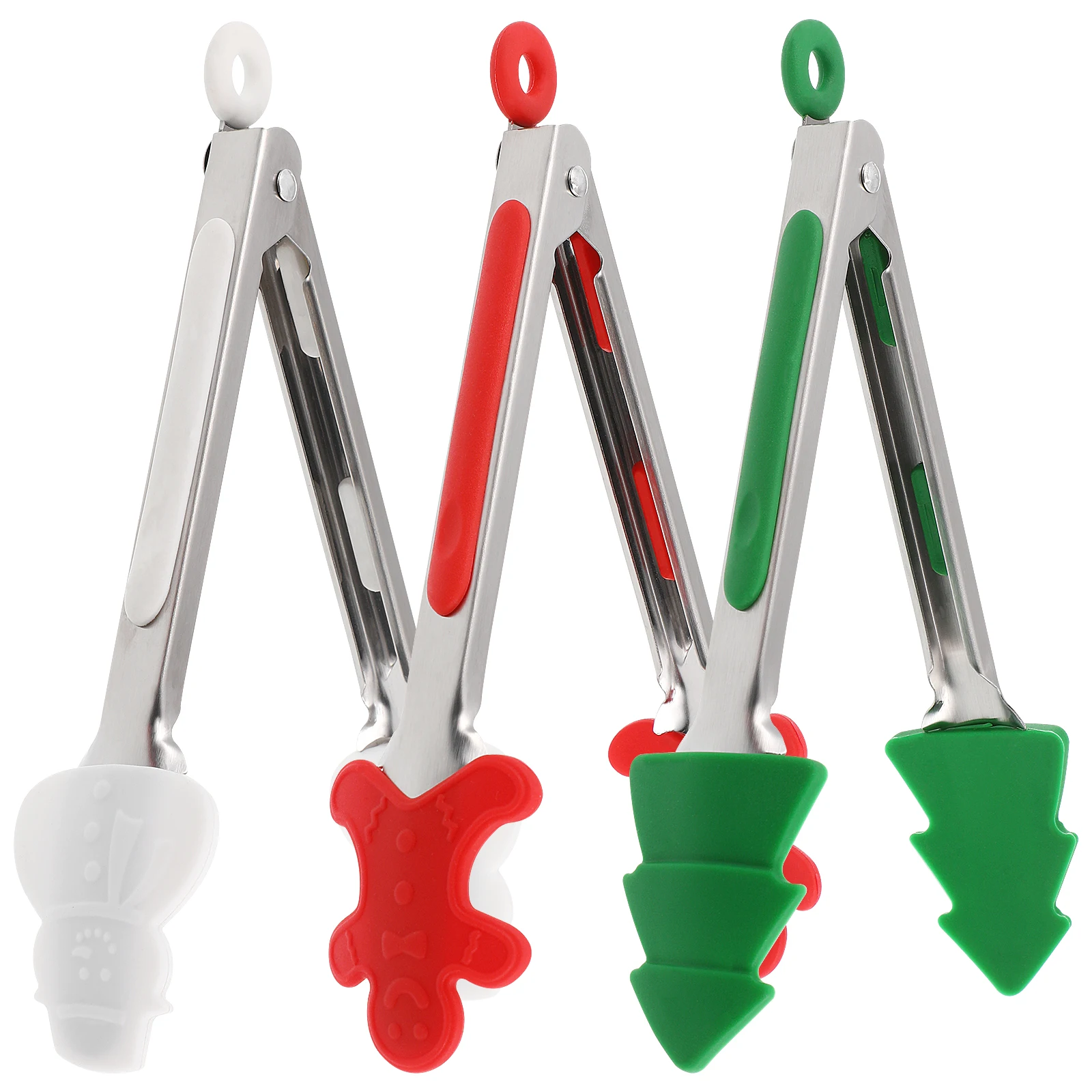

3Pcs Christmas Clips 7Inch Stainless Steel Silicone Kitchen Nonslip Kitchen Tongs Tongs Heat Resistant NonSlip Cooking Tools