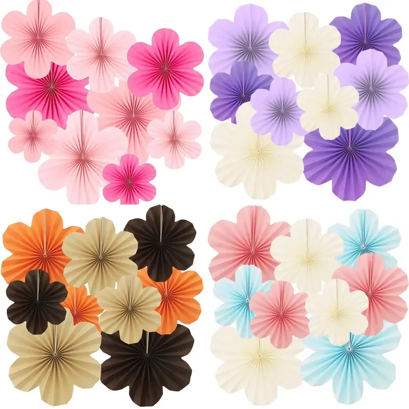 for  New to Holidays Birthday Hanging Household Paper Colorful Fan Flower Set Background Supplies Party Wall Decoration