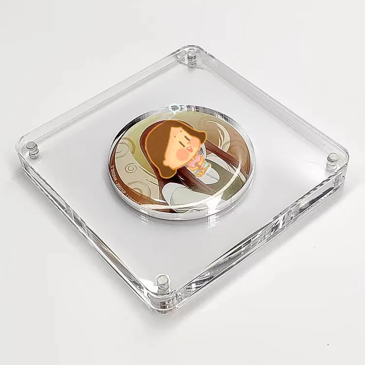 Anime Badge Strong Magnet Acrylic Display Box Storage Frame Badge Stand DIY Single Cell Double Cells Thickening Type 14MM/16MM