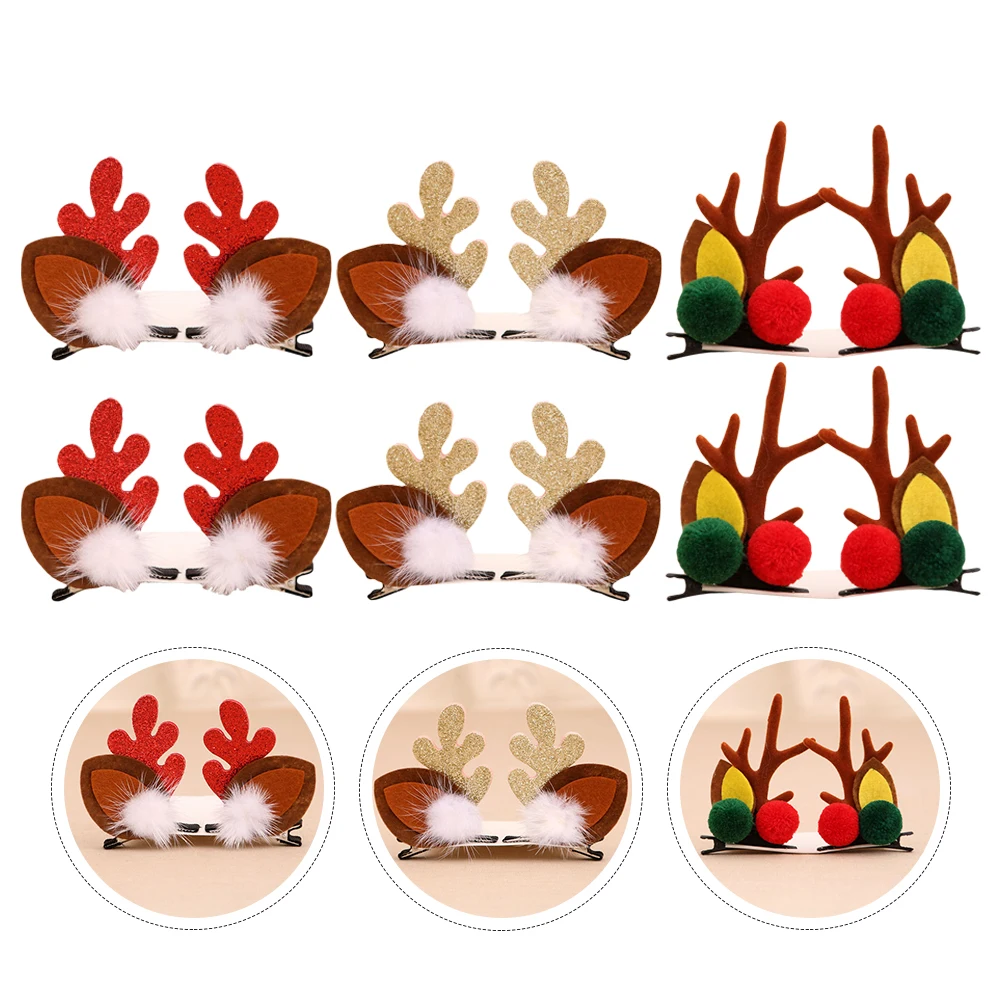 

6 Pcs Cosplay Antler Hair Clip Child Kids Christmas Gifts Non-woven Fabric Antlers Hairpins