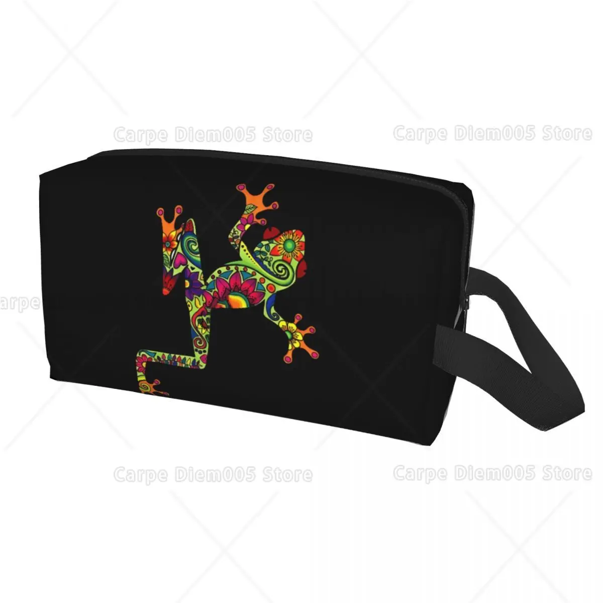 

Hipple Frog Pattern Unisex Makeup Organizer Bag Travel Toiletry Zipper Pouch Birthday Double-sided Printing Case