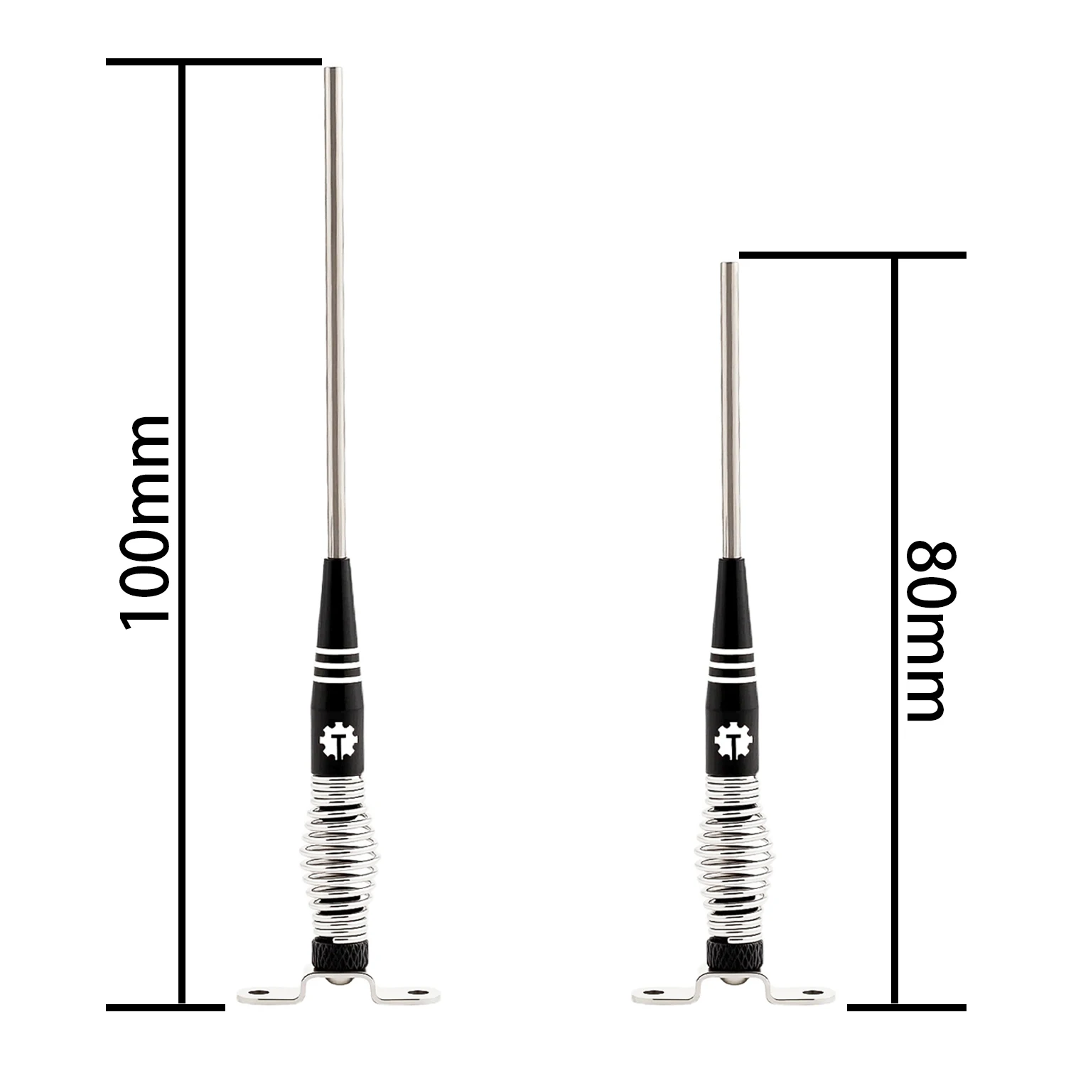 TCRC 80mm&100mm Decorative RC Car Hard Spring Antenna with GR5 Titanium Mast Set for SCX24 FCX24 TRX4M Etc 1/24 1/18 RC Car