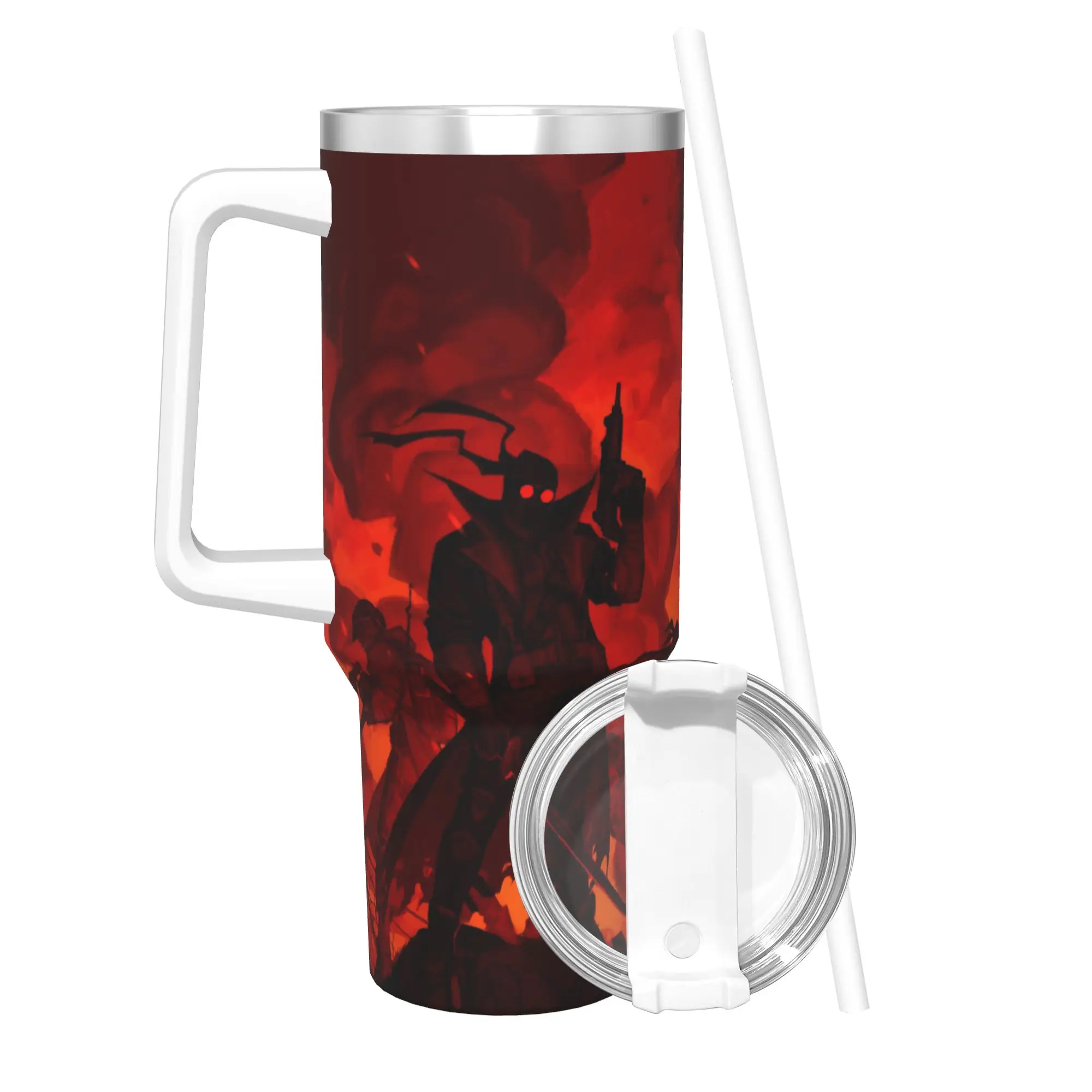 MADNESS COMBAT Hank Tumbler With Straw  Stainless Steel Travel Mugs Double Wall Vacuum Insulated for Cold Or Hot 40oz