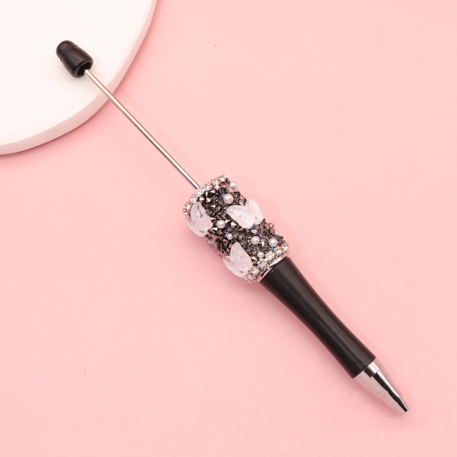 36Pcs Butterfly‑Embellished DIY Bead Pen – Pearl and Rhinestone Ballpoint Pen Gift for Teens & Office Use