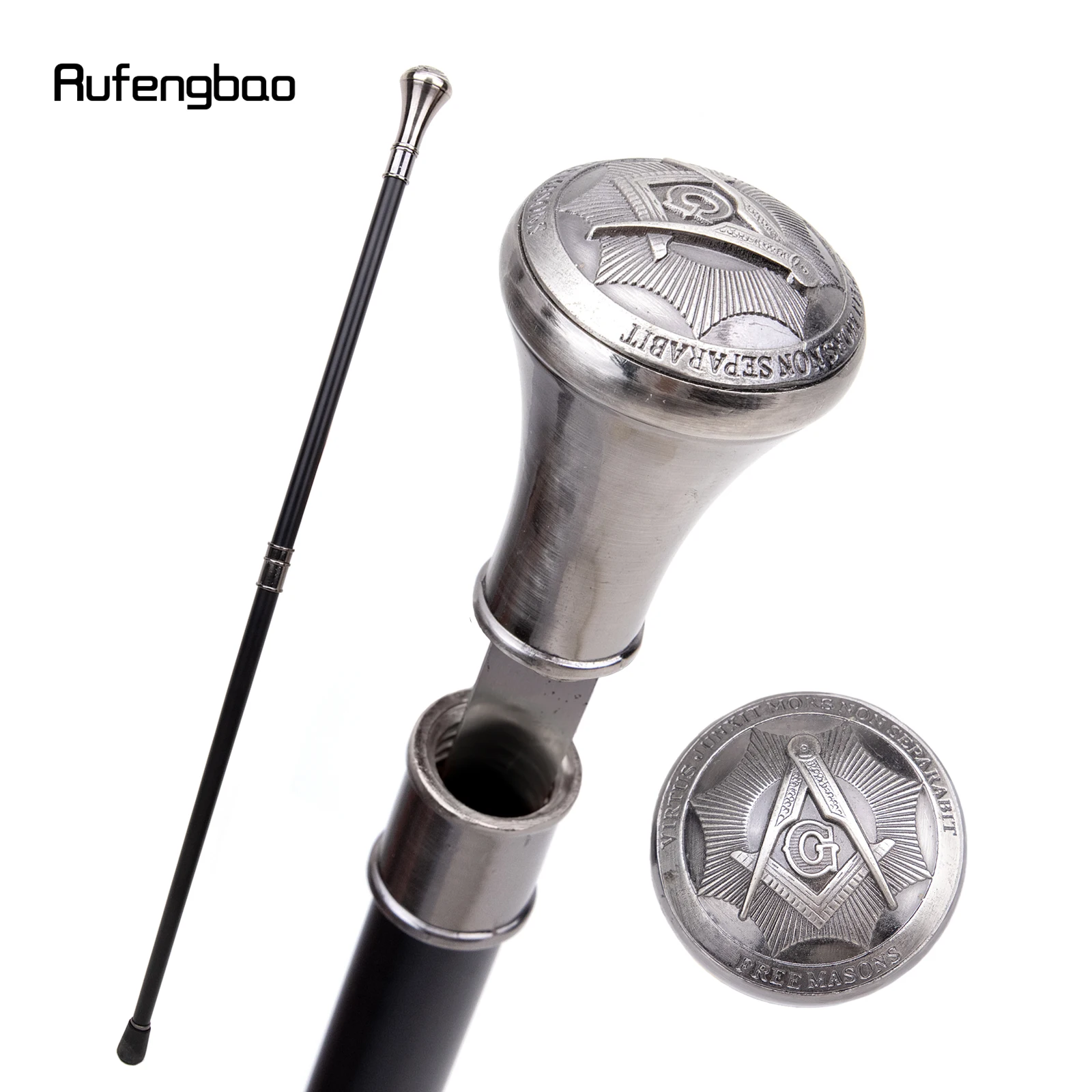 Freemasonry Freemasons VG Totem Relief  Walking Stick with Hidden Plate Self Defense Fashion Cane Plate Cosplay Crosier 93cm